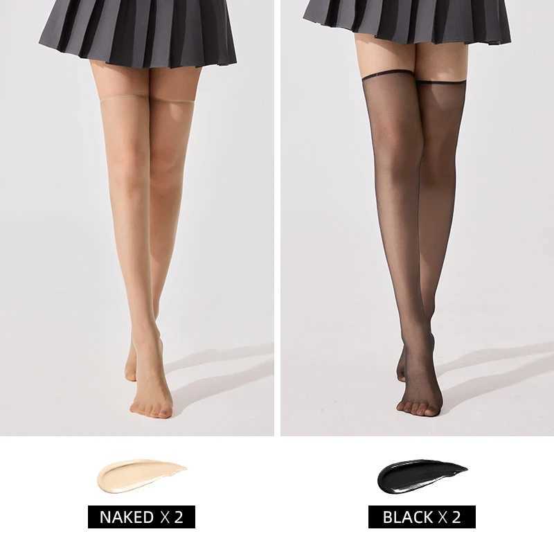 15D Slim Fit Sheer Nylon Stockings Sets Summer UltraThin Breathable Invisible Over Knee Socks High Translucent Thigh Socks R251030