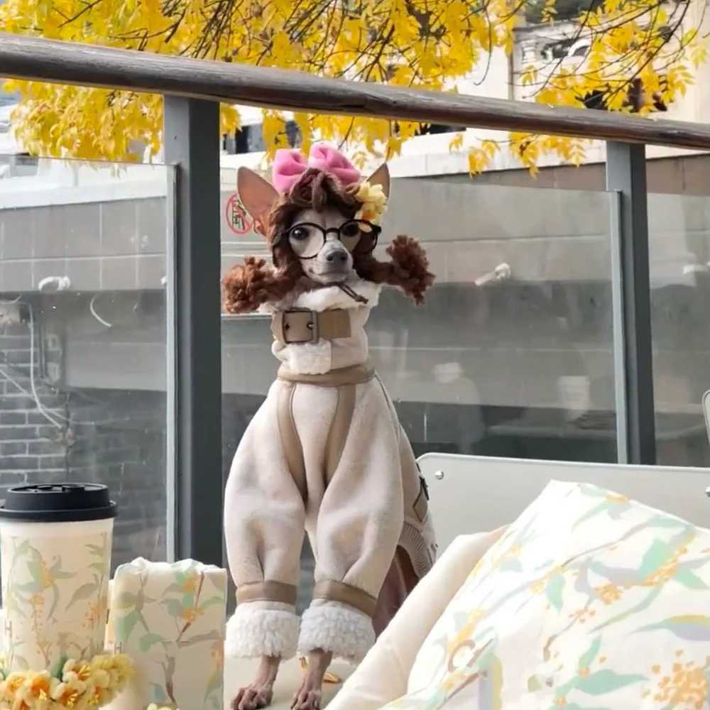 Winter et For Little Greyhound Fleece Khaki Sweatshirt for Small Mid Whippet Dogs 4legged Warm Coat for Terrier C251030