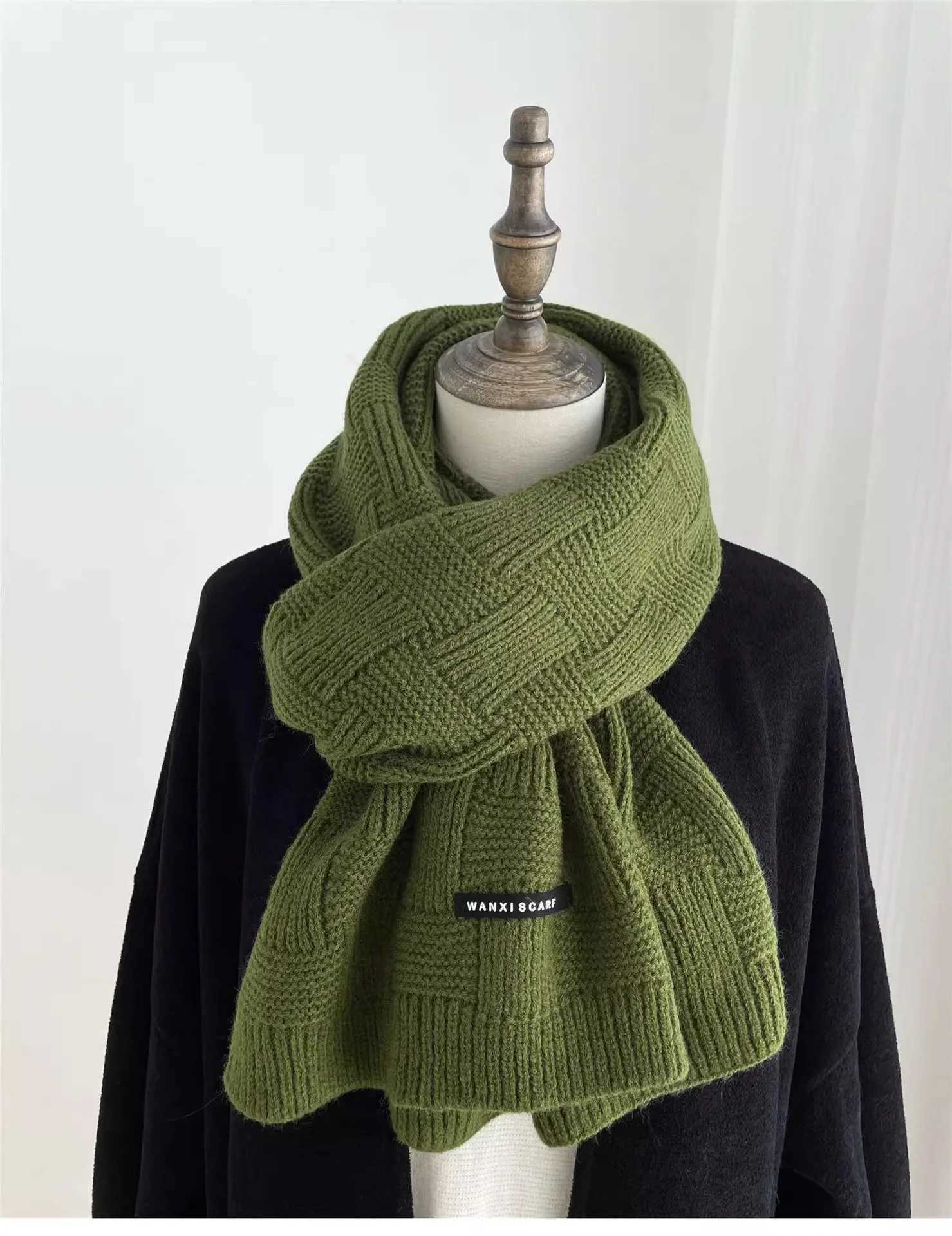 Korean Style Knitted Scarf for Men Women Autumn Winter Solid Color Fashion Simple Literary Thicken Warm Long Neckerchief BufandaW251030