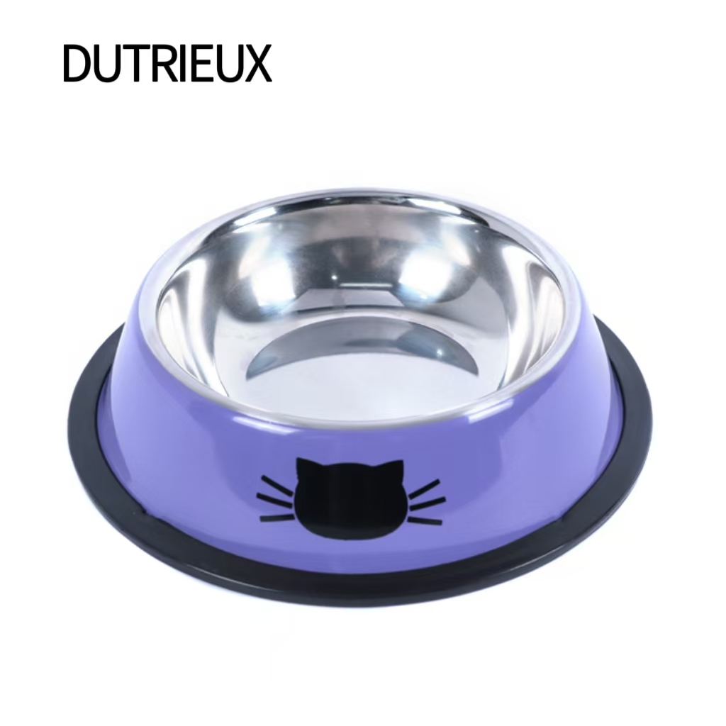 H1196 Non-slip stainless steel pet bowl, anti-tipping design, dropshipping available.