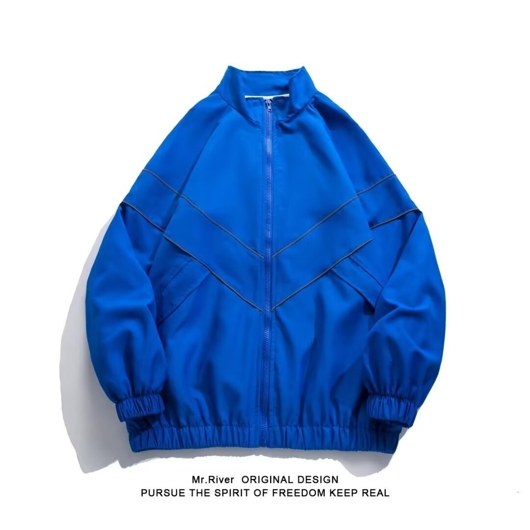 Trendy Brand Solid Color Reflective Designer Coat Sports Jacket Men's American Style Trendy Baseball Jacket Spring Autumn Loose Couple Jacket Coa