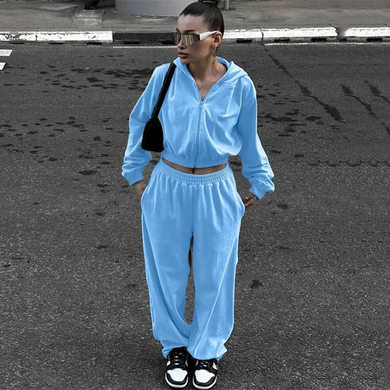 Autumn Winter Casual Two Piece Set Women Street Trend Longsleeved Hooded Cardigan Sexy Waist Elastic Trousers Tracksuit 251029