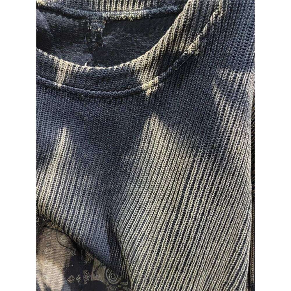 DEAT Women Pullover Knitted Distressed Tie-Dye Printed Black Vintage Tassel Long Sleeve Sweater Summer 2025 New Fashion 11A0969