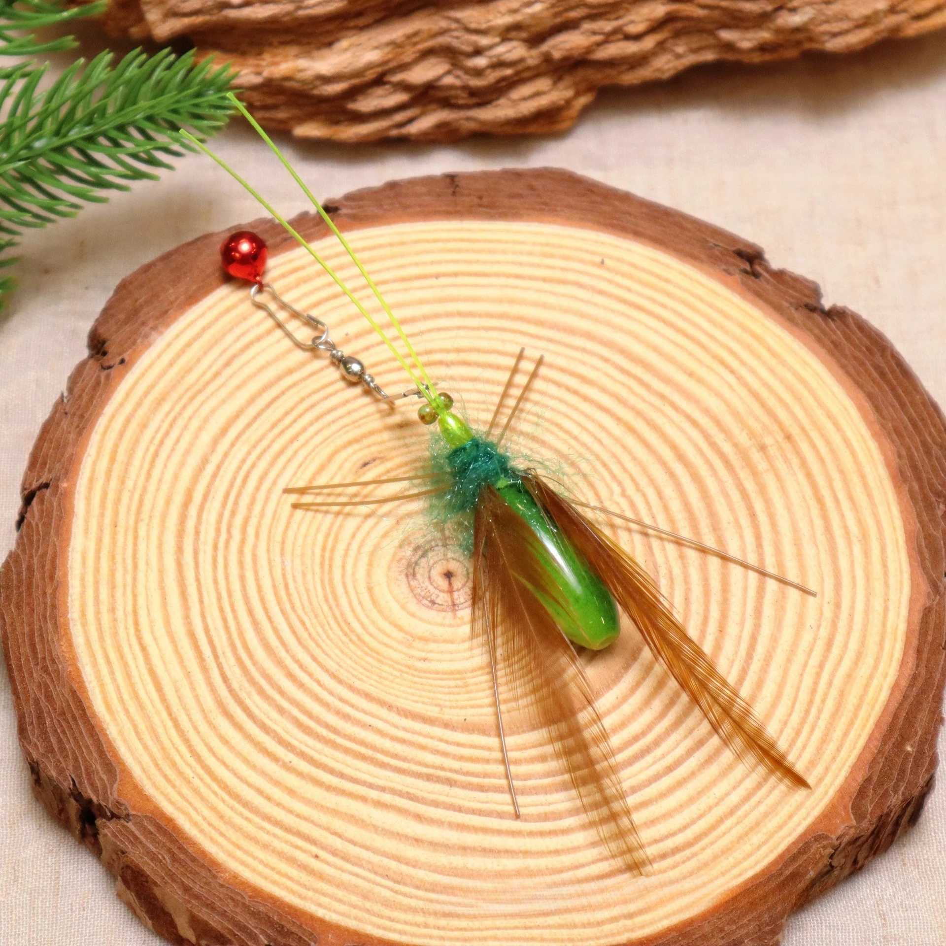 2pcs Simulation Mantis Bee Feather Replacement Accessories Funny Cat Stick Rod Teaser Pet Toy Plastic Wood S251029