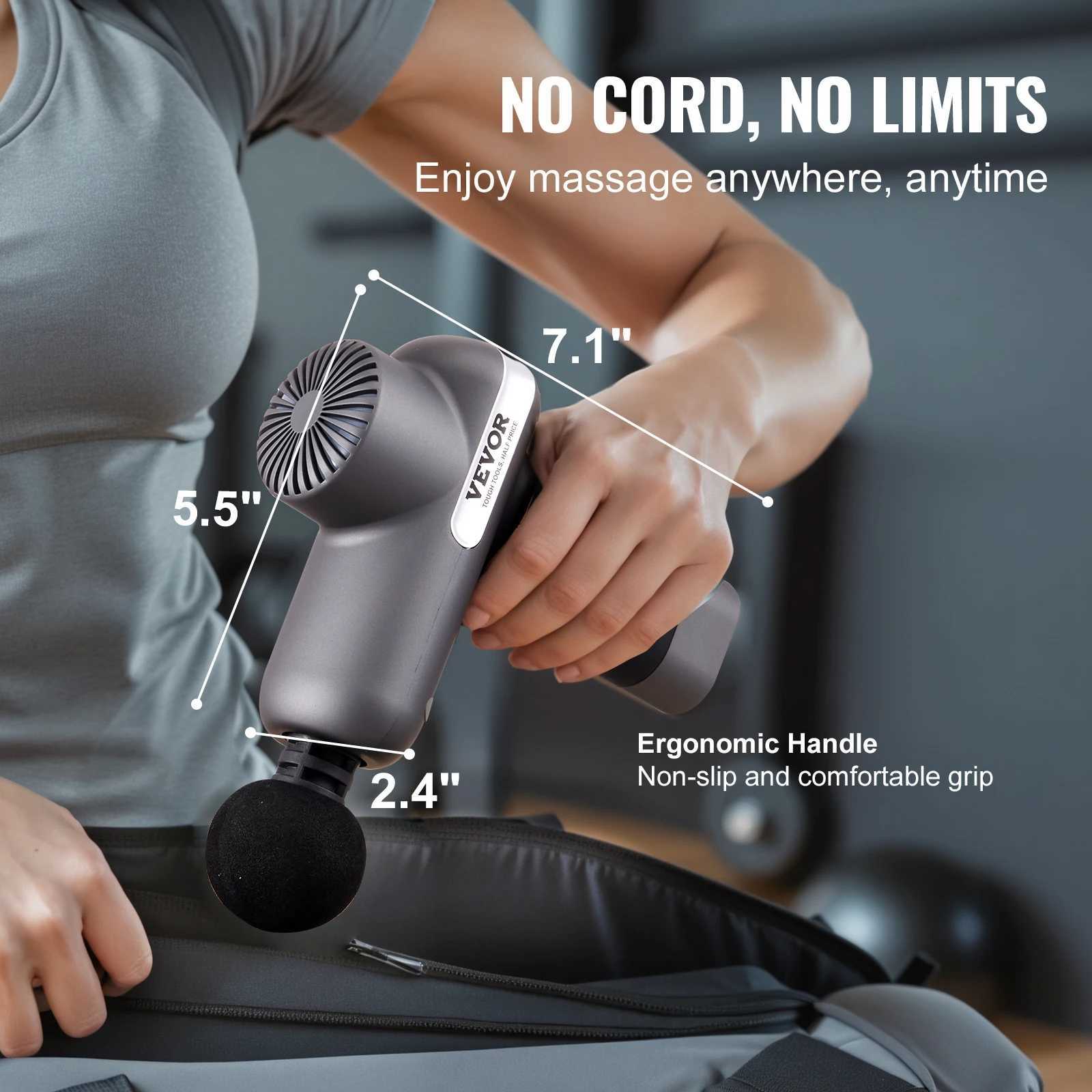 SucceBuy Mini Massage Gun Percussion Muscle Massage Gun for Athletes w 5 Speed Levels 6 Massage Heads for Pain Relief Muscle J2510301