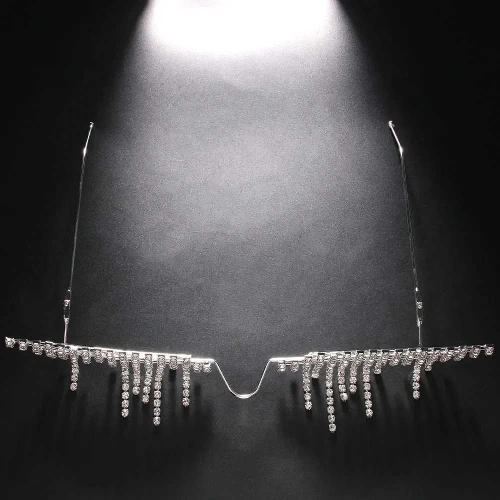 Stonefans Tassel Glasses Frame Luxury for Women High Quality No Lenses Rhinestone Fashion Boho Eyes Face Decorate Free ShippingW251029