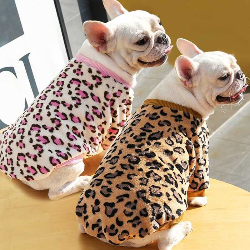 Lovely Leopard Pet Dog Clothes Soft Flannel Winter Puppy Overalls York Dog Cartoon Printing Sphinx Cat Sweatshirt Drop Shipping C251030