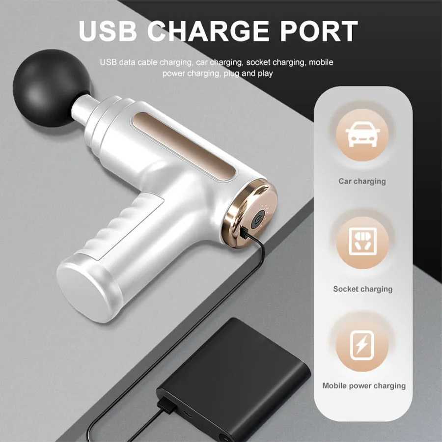 Exercise Massager Fascia Massage Gun Electric Massager Body Relaxation Belt 4 Replaceable Heads Fitness Equipment Fascia Gun J251030