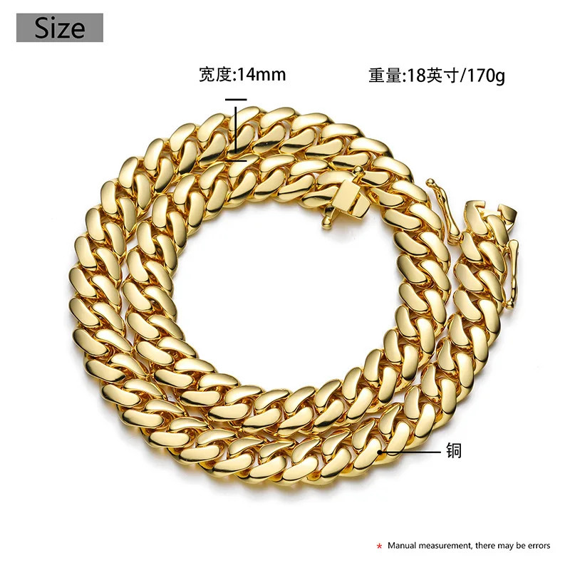 1022mm wide Hip Hop Bling Gold Color Round Cuban Miami Link Chain Necklaces for Men Rapper Jewelry Drop 251029