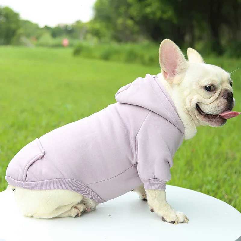 Fashion Dog Clothing Autumn And Winter Small Pet Clothes Thickening Warm Solid Color TwoFeet Hooded Wweater Casual Pet Products C251030