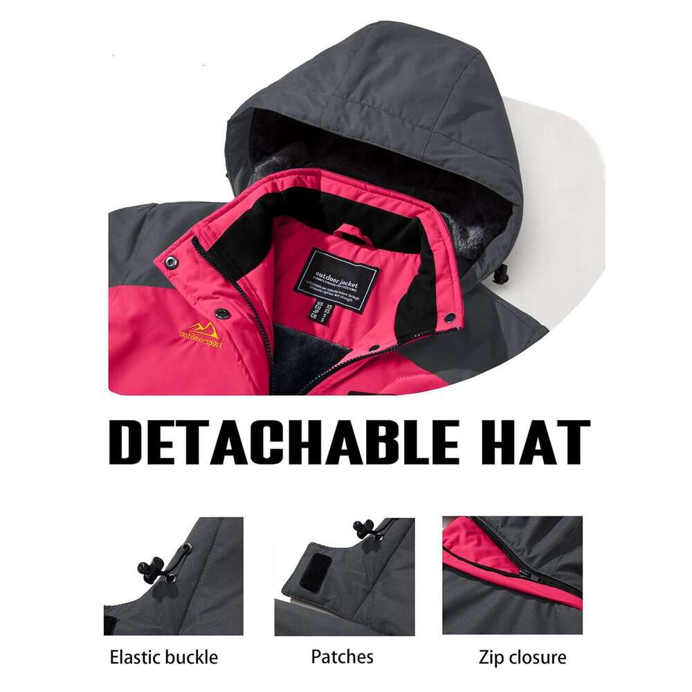 Winter Waterproof Ski Snowboard Jacket Womens Thermal Heavy Fleece Jackets Casual Work Rain Coat Windbreaker Parka