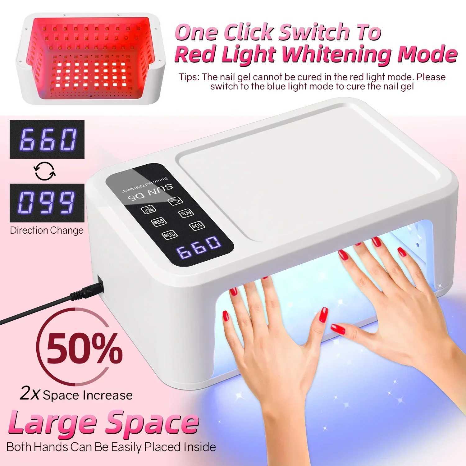 140LEDS Nail Dryer 480W LED UV Nail Lamp For Curing All Gel Nail Polish Motion Sensing Manicure Lamp With Big Space Salon Tool L251030