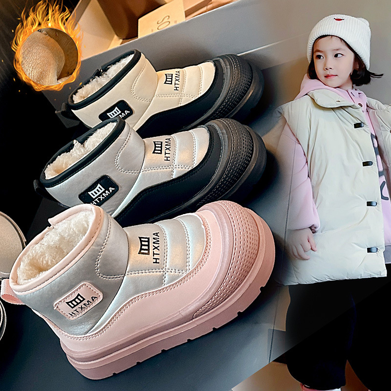 New children's cotton boots, snow boots, wool lining, thickened oversized girls' protective cotton shoes, warm cotton boots, fashionable des
