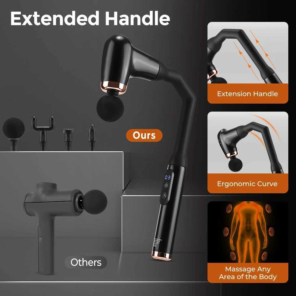 Electric Fascia Gun With Extended Handle Portable Massage Gun UShaped Massage Hammer Shoulder Neck Back Massager Muscle Relax J251030