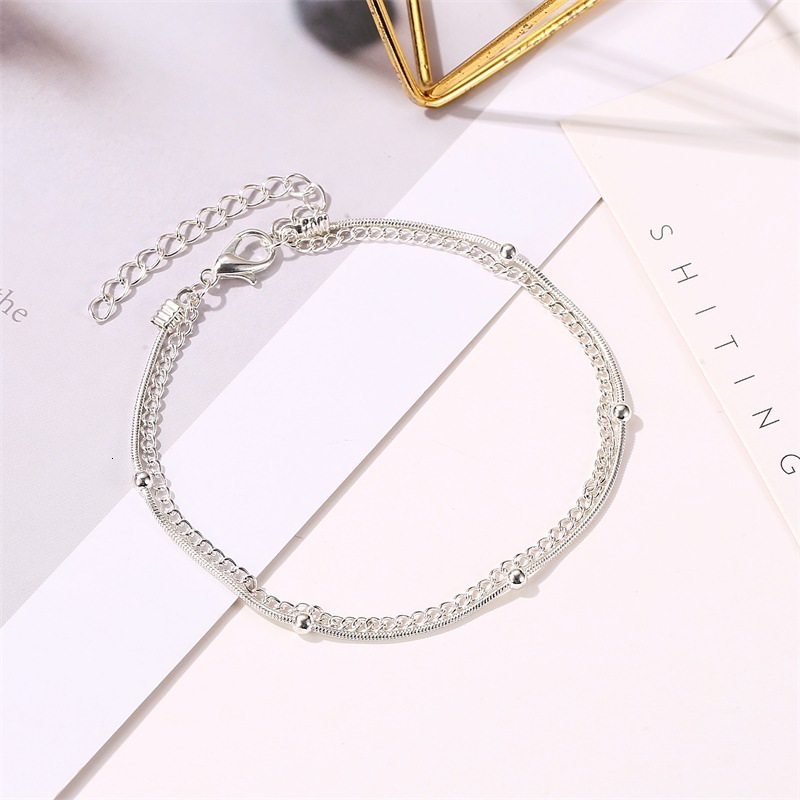 Trendy Jewelry Personality Simple Multi-layer Snake Bone Anklet Fashion Double-layer Women's Summer Foot Accessories
