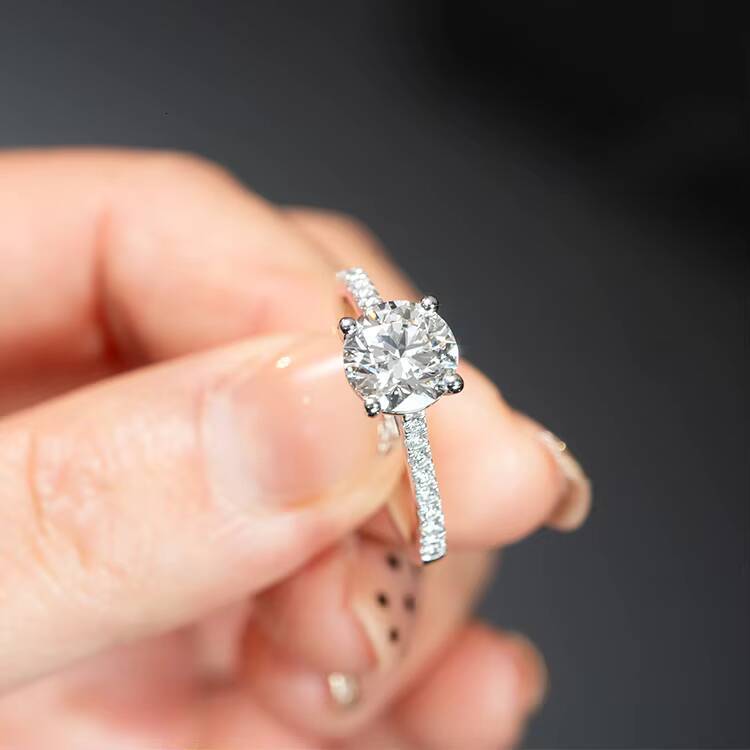 Redleaf Luxury Designer 2ct 8mm Round Brilliant Cut Moissanite Ring 14K Soild White Gold Halo Engagement Rings for Women