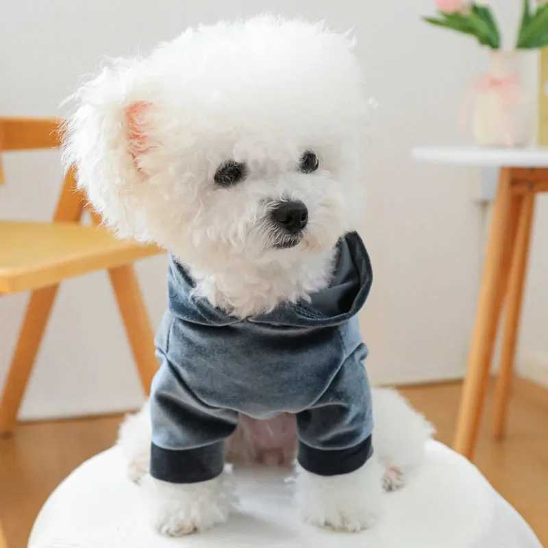 Fashion Velvet Hooded Hoodies Sweatshirt For Dog Pink Gray Blue Pet Clothes for Small Dogs Pomeranian Dog Outfits Puppy et C251030