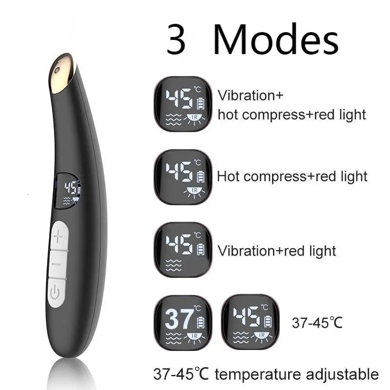 3 in 1 Eye Lift Wand Beauty Device Vibrating Red Light 98F to 113F LCD Display Eye Massager for Dry Eye Dark Circle Puffiness 251027