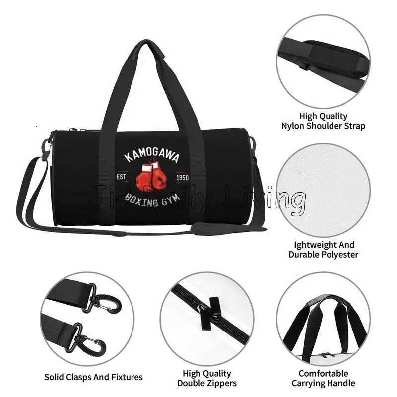 Kamogawa Boxing Gym Print Round Travel Bags Sport Gym Yoga Duffle Bag with Shoe Compartment Wet Pocket for Men Women H251029