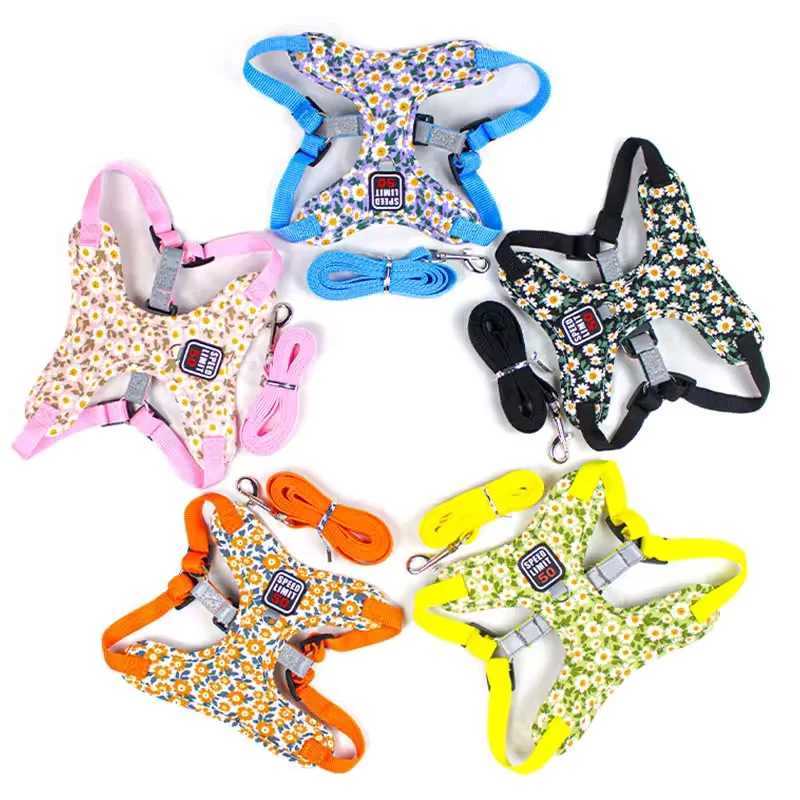 Soft Mesh Dog Harness and Leash Set NoChock Stepin Reflective Breathable Lightweight Easy Vest Harnesses with Safety Buckle J251129