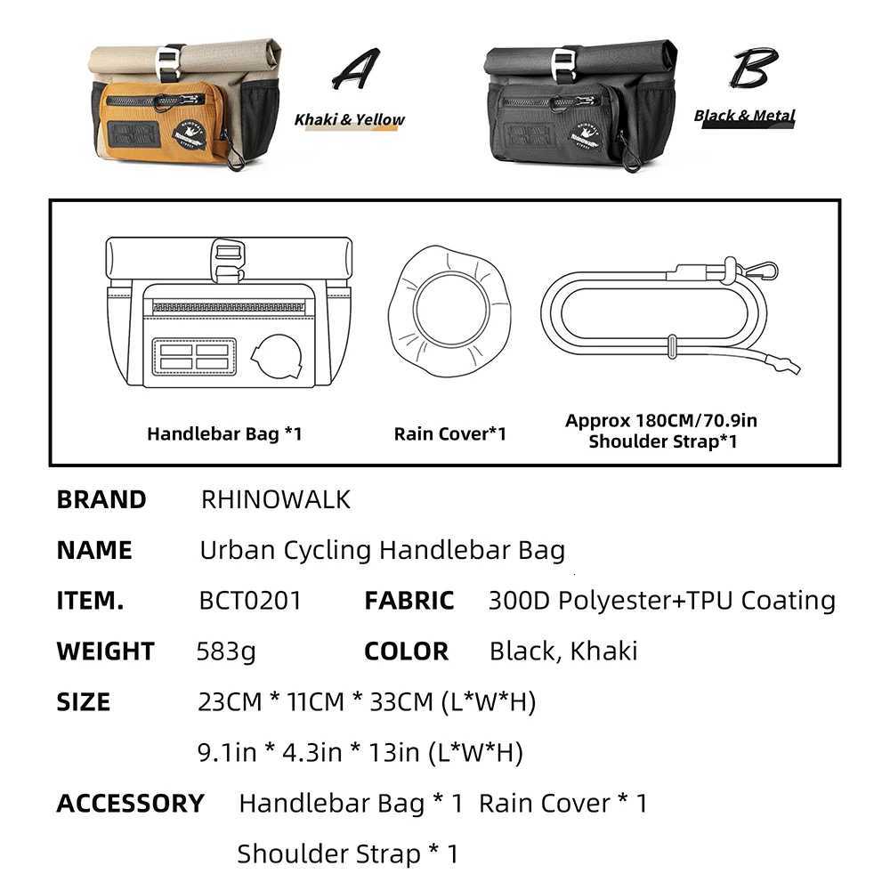 Rhinowalk Bike Handlebar Bag Set With Adapter Carrier Block Cycling Quick Release Urban Basket Storage Bag For Brompton Dahon H251029