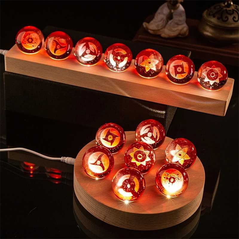 Anime Sharingans Crystal Ball With Led Base 7pcs Creative Desktop Figure Lights Japanese Ninjas Fans Birthday Gift Collect Model C251030