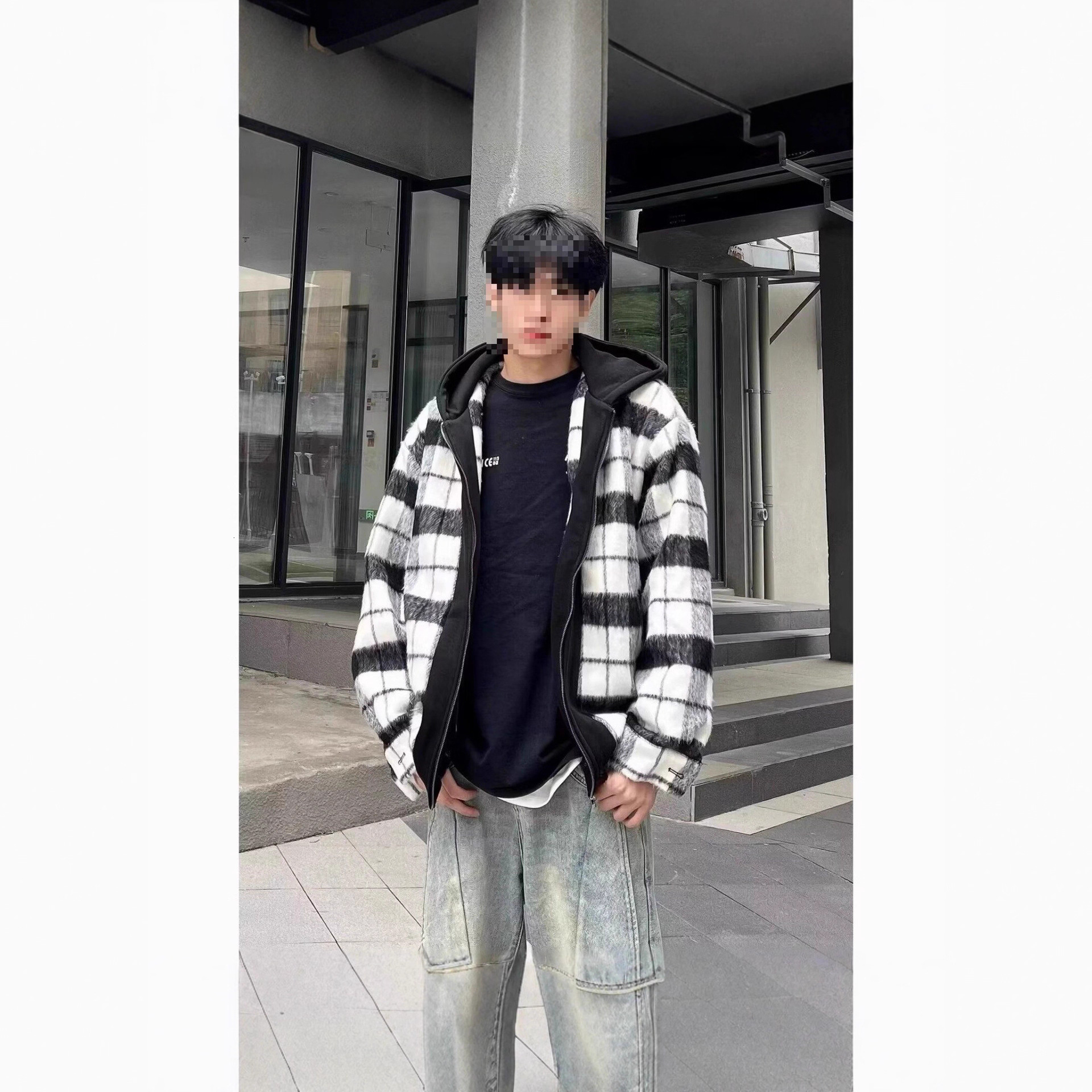 Autumn New Small Fragrance Style Color Block Jacket Designer Coat Men's Trendy Lazy Style Hooded Loose Zipper Versatile Coat