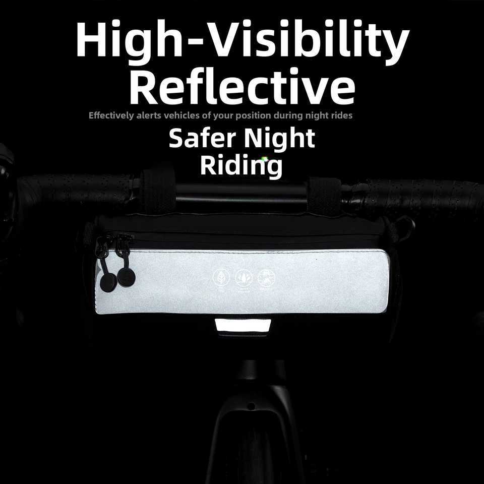 OFFBONDAGE Bicycle Front Bag Handlebar Pannier 27L Big Capacity Reflective Riding Storage Waterproof Cycling Frame Bag Portable H251029