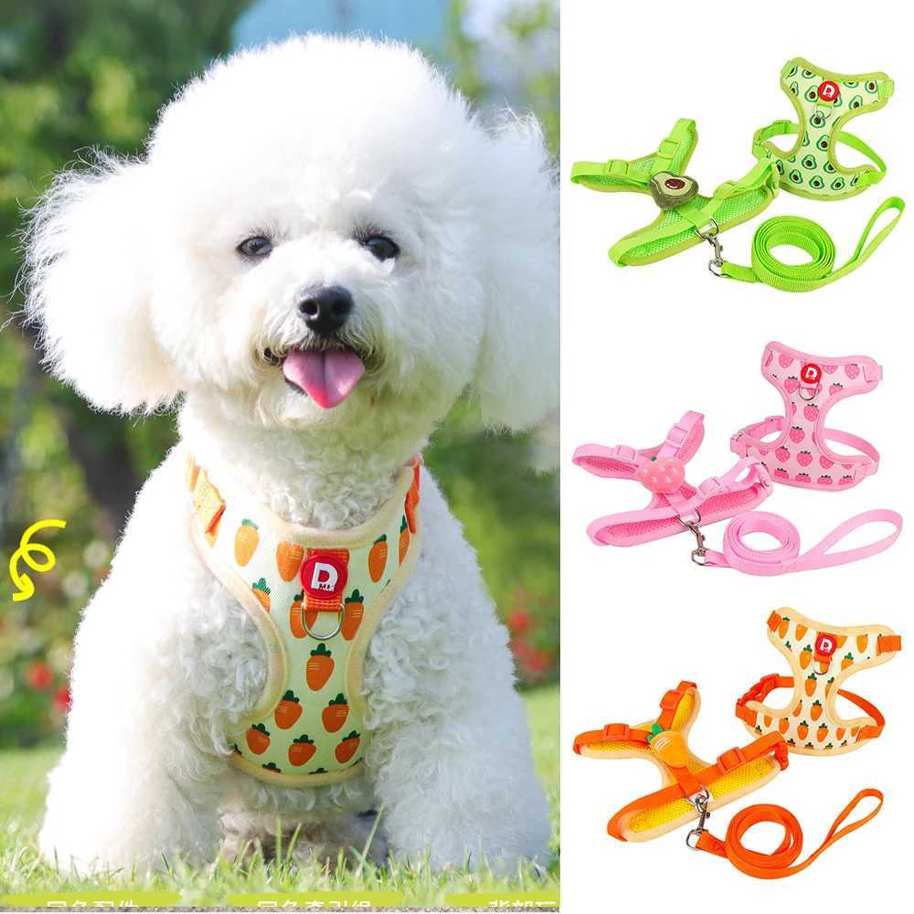 Cute Fruit Dog Cat Harness Leash Set Adjustable Soft Puppy Kitten Walking Gear Breathable Summer Outdoor Accessories for Smal J251129