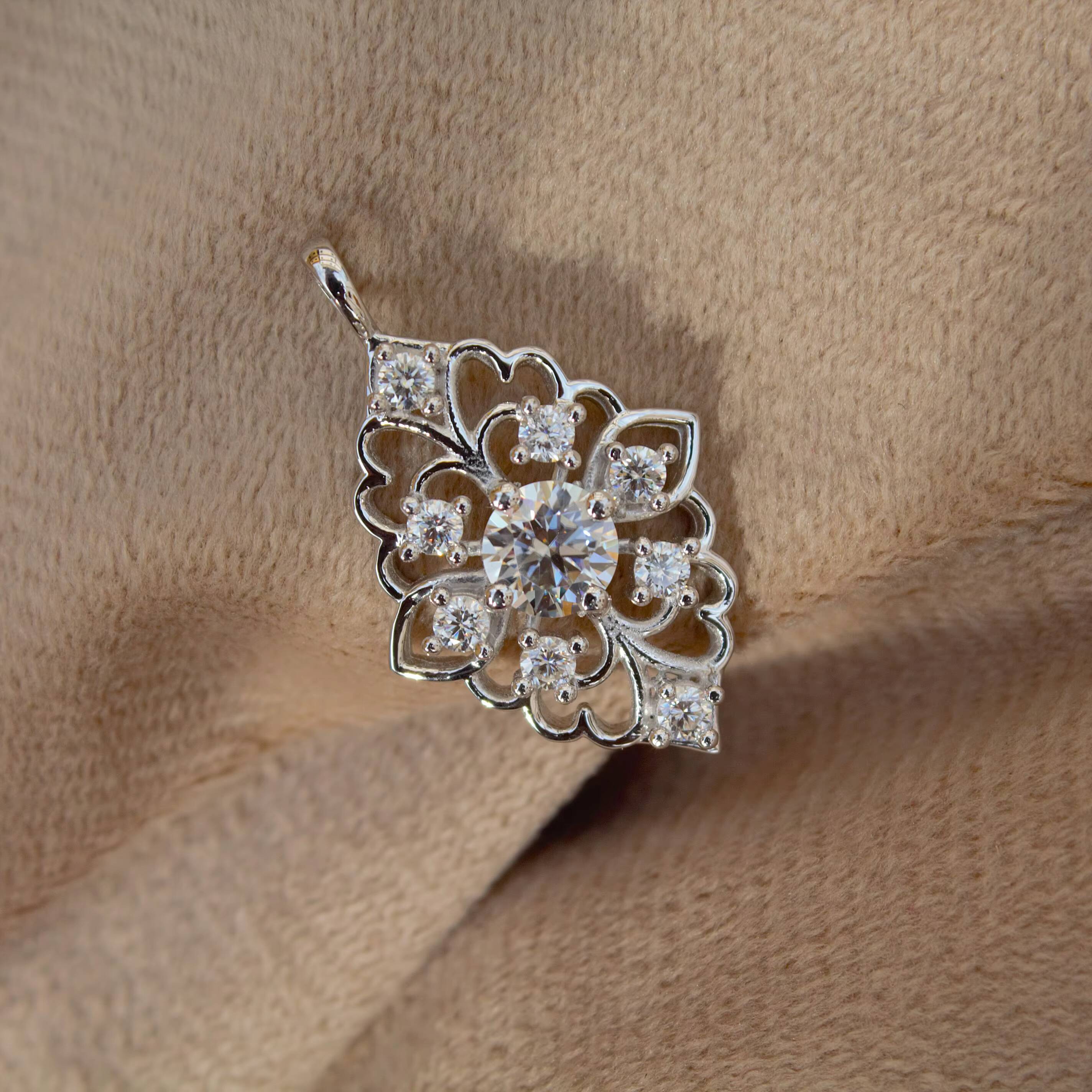 925 Sterling Silver Moissanite Pendant D Color VVS1 Clarity Silver Dazzling Moissanite Solitaire Without Chain Pendant