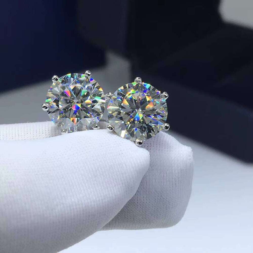 Sier Original Test Past Total 6 Carat Round Brilliant Cut D Color Moissanite Women's Earrings