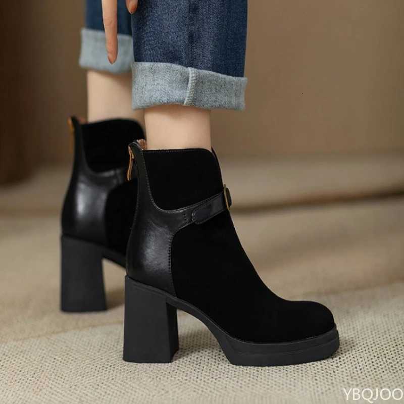Fashionable versatile thick sole thick heel women boots autumn winter elegant simple high heels leisure comfortable women shoes Z251029