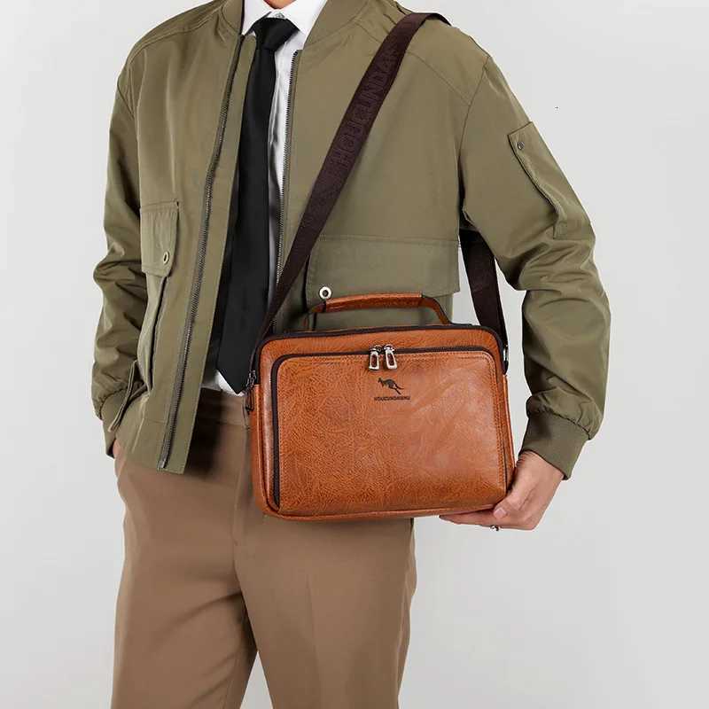 MenS Shoder Bag Briefcase PU Leather Cross Handbag Tote Cmuting Messenger Bolsas Crossbody Square Side Phe Pouch Bag M Y251011