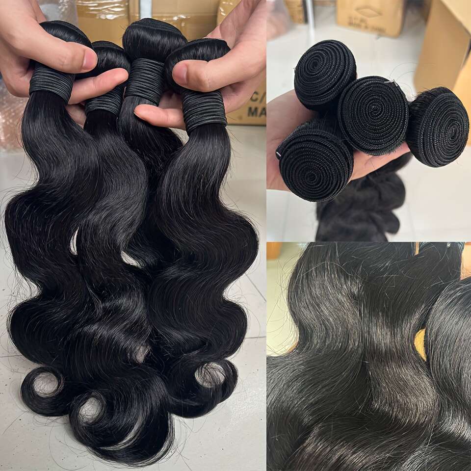 Body Wave Human Brazilian Weaving Natural Black Aooblees 3Pcs Bundles Deal Raw Hair Extensions