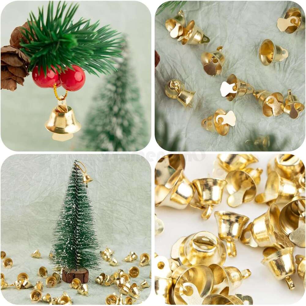 10-50MM Gold Open Horn Christmas Decoration Small Bell Wind Chime DIY Accessories