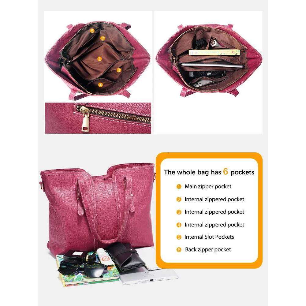 Designer bag 52 Zency 100% Genuine Leather Handbag Large Capacity Women Shoulder Bag Retro Tote Purse High Quality Hobos Shopper Bags Crossbody