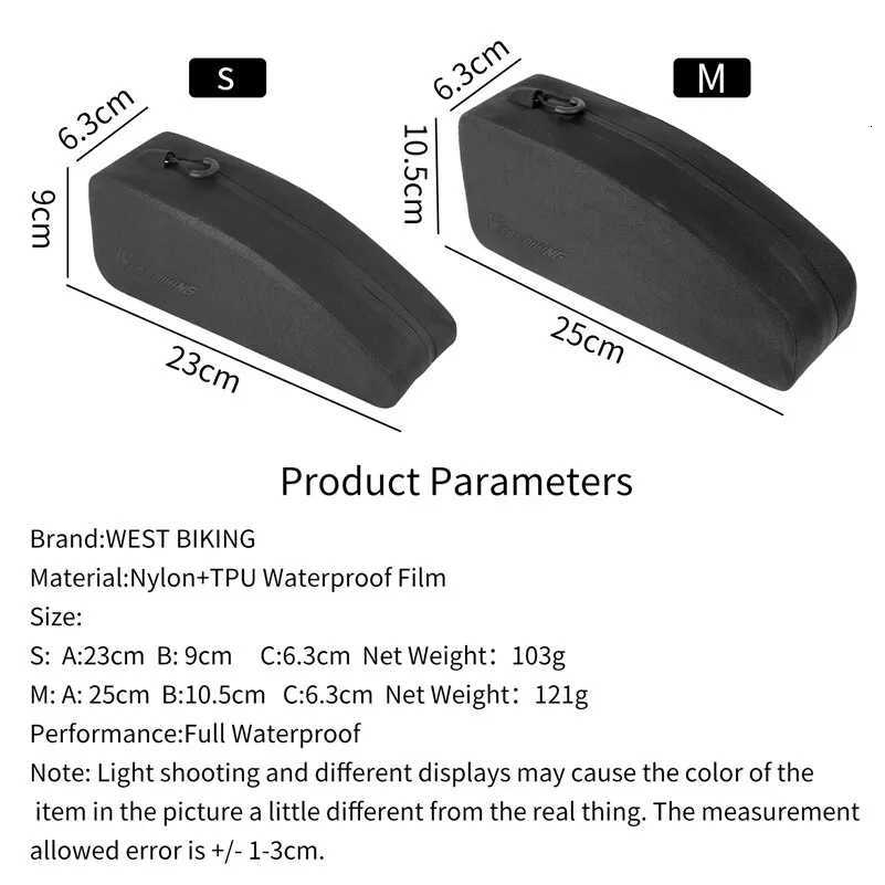 WEST BIKING Bicycle Top Tube Bag Portable Bike Handlebar Bag Nylon TPU Full Waterproof Triangle Bag MTB Road Cycling Accessories H251029