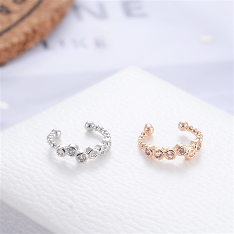 Korean Style Simple Sweet U-Shaped Earrings with Rhinestones Non-Pierced Clips Fashionable Versatile Beaded Women's Ear Cuffs