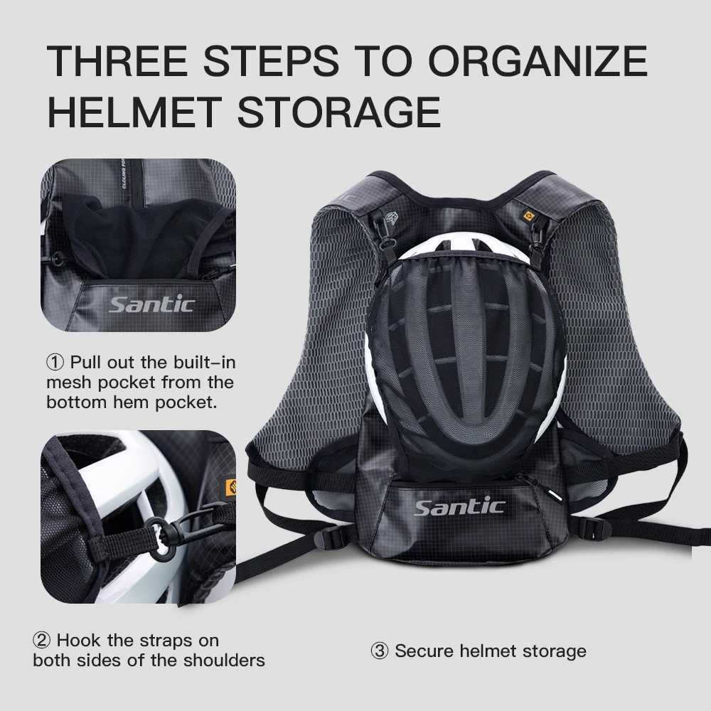 Santic Cycling Backpack Waterproof Road Bike Outdoor Lightweight Cycling Backpack Reflective Safety Multi Bag Storage TZ25P227H H251029