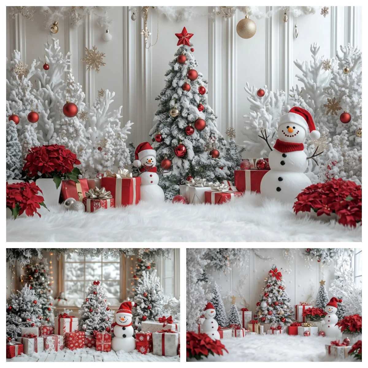2025 Christmas Photography Backdrop Winter Gingerbread House Fireplace Xmas Tree Kid New Years Eve Party Decor Photo Background C251030