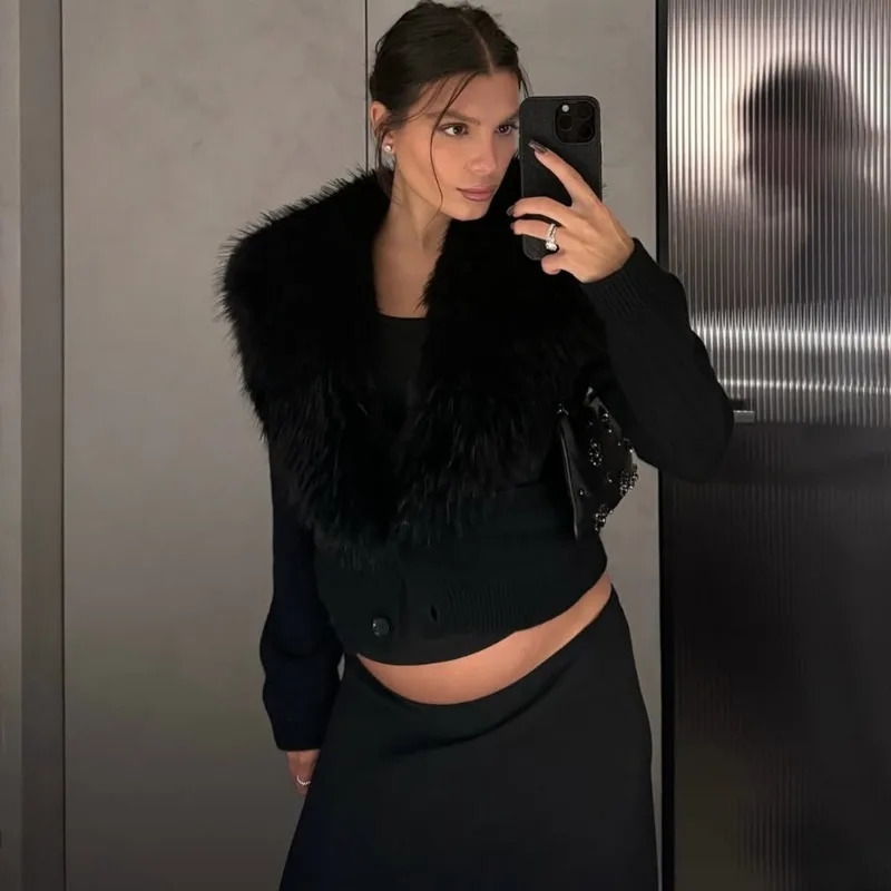 Tuularose Elegant Faux Fur Coats Womens Warm Puffy Slim LongSleeve Collared Cardigan Winter Fashion HighStreet Women Outwear 251028