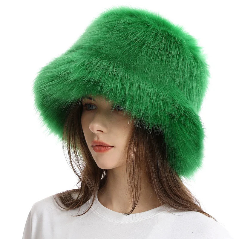 Hat Woman Winter Faux Fur Fisherman Hat Woman Versatile Warm Female Casual Party Fur Hats Womens Cap Ins Plush Bucket Hat 251028