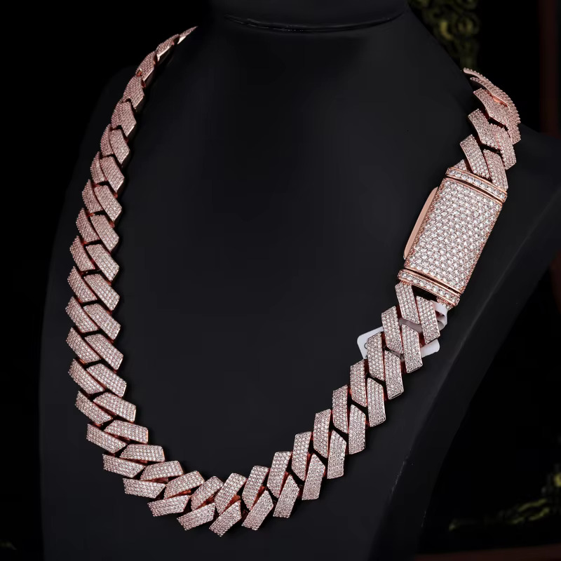 20mm Hip Hop 18K Gold Cuban Link Chain Iced Out 925 Sterling Silver VVS Moissanite Diamond Necklace Custom Fine Jewelry for Men