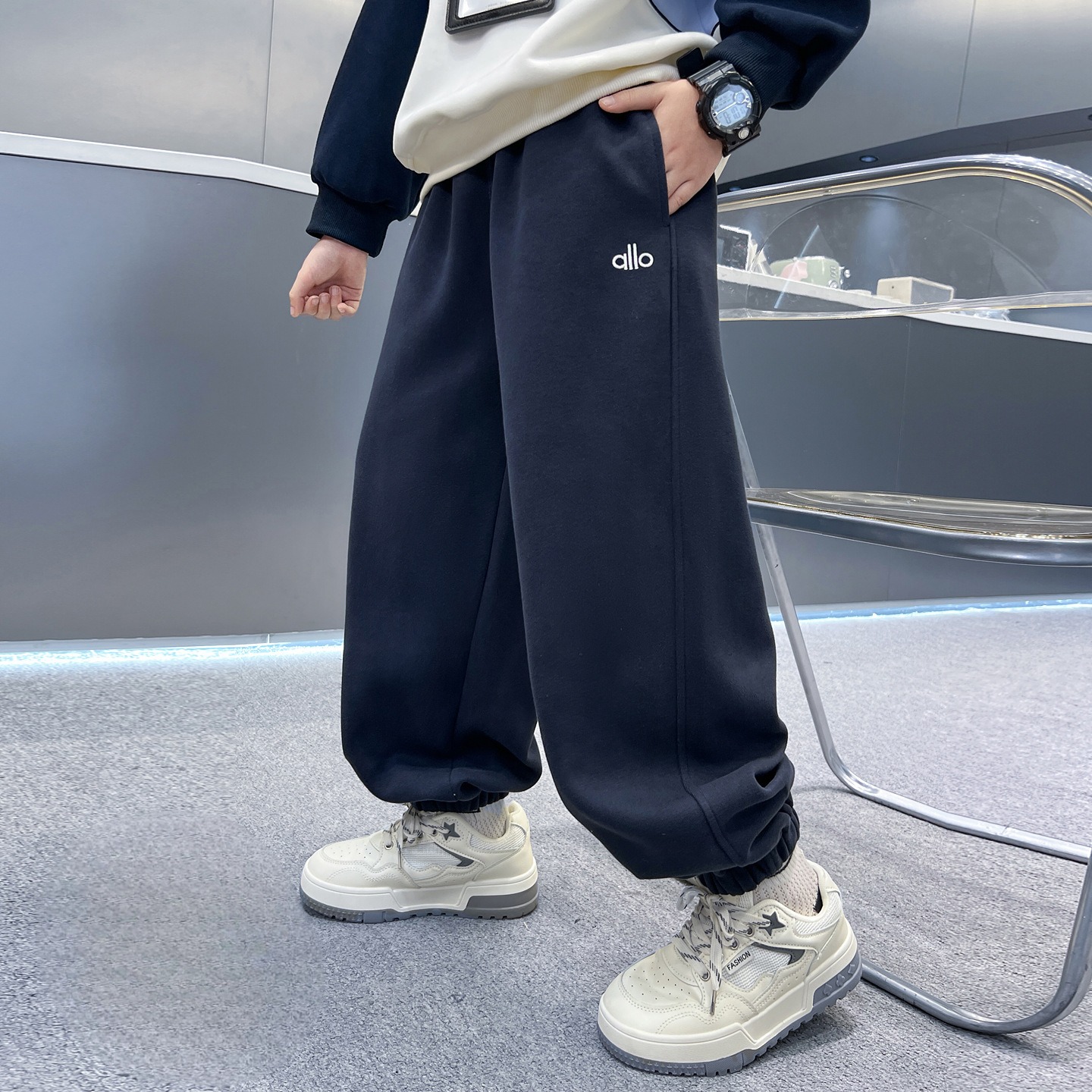 kids designer Pants Cozy Warm Boys' Winter Pants - 2025 New All-in-One Fleece-Lined Joggers, Thick Plush Sweatpants for Big Kids, Casual Cold Wea