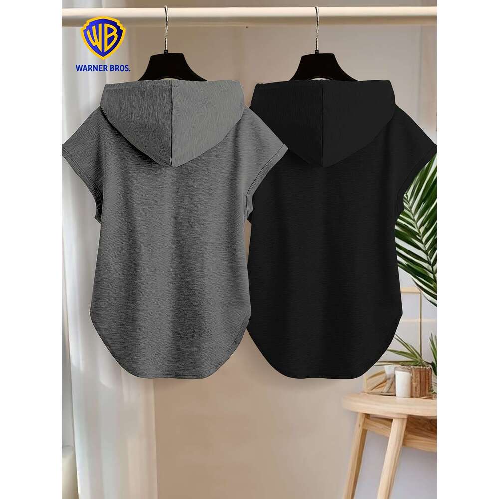 Cute Sweatshirts Pcs Women S Casual Sleeveless Hooded Sweatshirts Solid Color With Metallic Accent Pockets Relaxed Fit Hine Washable Spring Fall