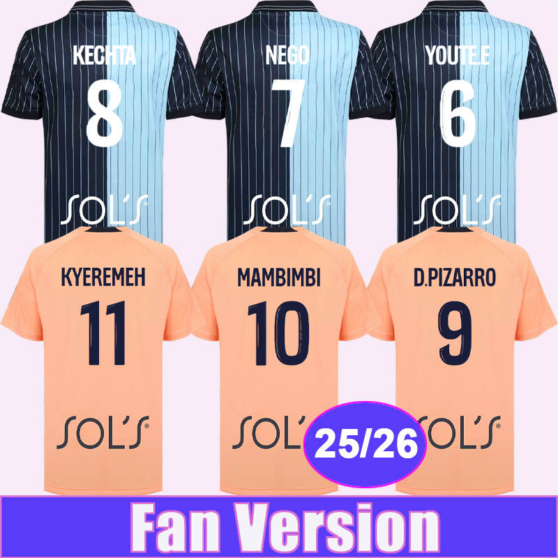 25 26 Le Havre AC Mens Soccer Jersey D.PIZARRO MAMBIMBI KYEREMEH G.LLORIS YOUTE.E NEGO KECHTA Home Away Football Shirts Uniforms