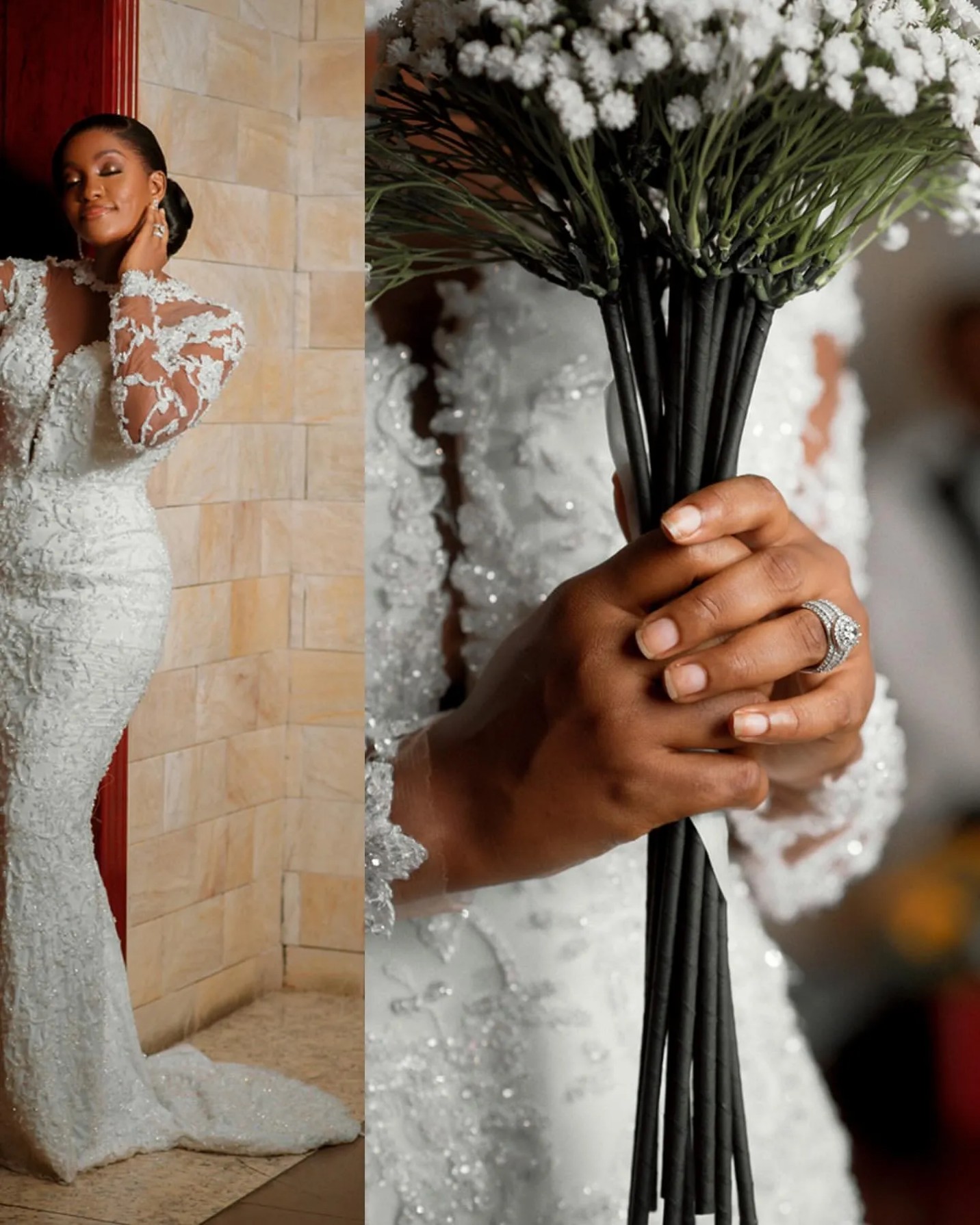 Ivory Mermaid Wedding Dresses Plus Size Lacefull Beaded Vintage Full Sleeves Bridal Gowns Dress Vestidos De Novia