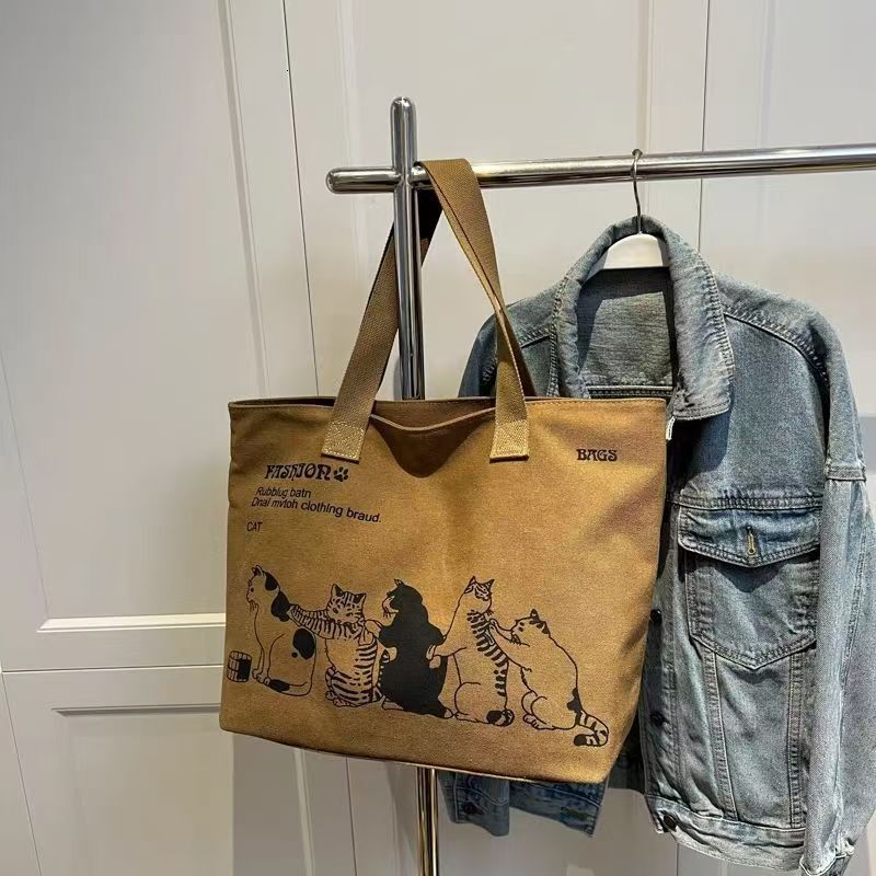 New large capacity women's casual canvas bag, Korean fashion shoulder bag, simple and versatile handbag, trendy designer bag