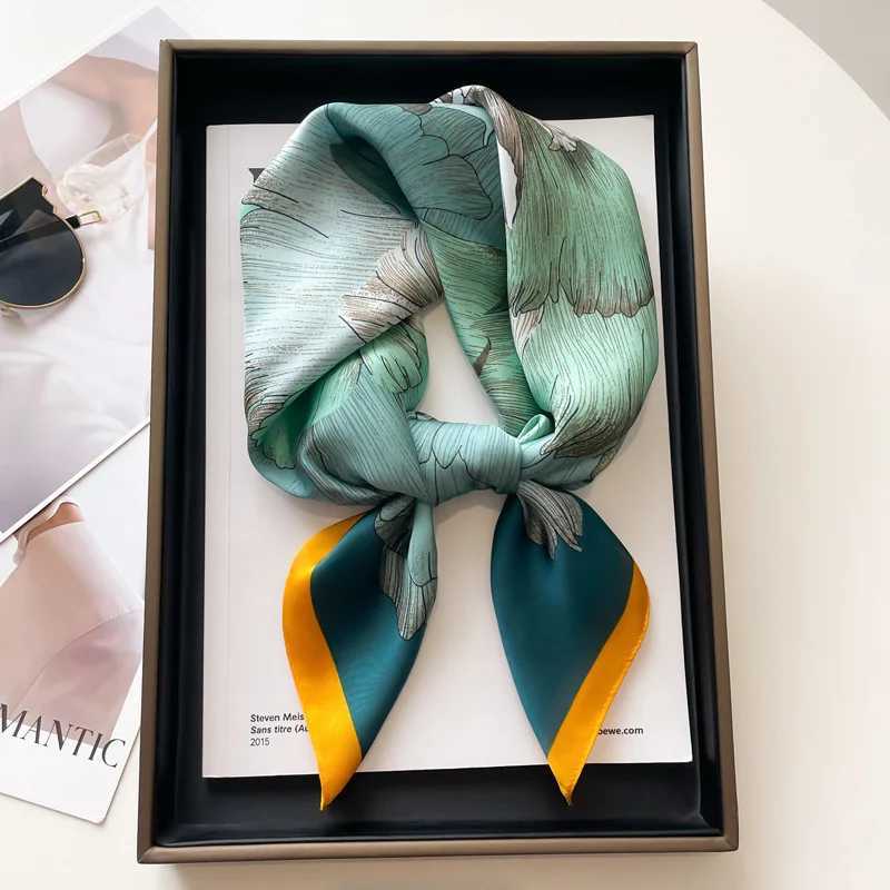 Luxury Black White Print Silk Square Scarf Women Soft Satin Hairband Neckerchief Office Hijab Headband Foulard Bag Ribbons GiftW251029