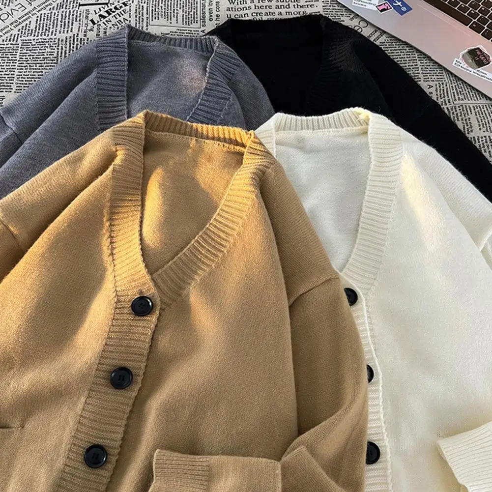 Fall Winter Men Sweater Cardigan V Neck Knit Thick Elastic Slim Fit Warm Bottoming Knitwear Daily Wear Coat 251017